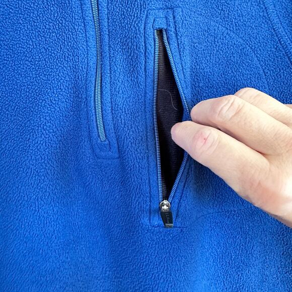 LL Bean Men’s Large 1/4 Zip Pullover Polar Fleece Jacket Sweater #271474 Blue - Picture 4 of 9